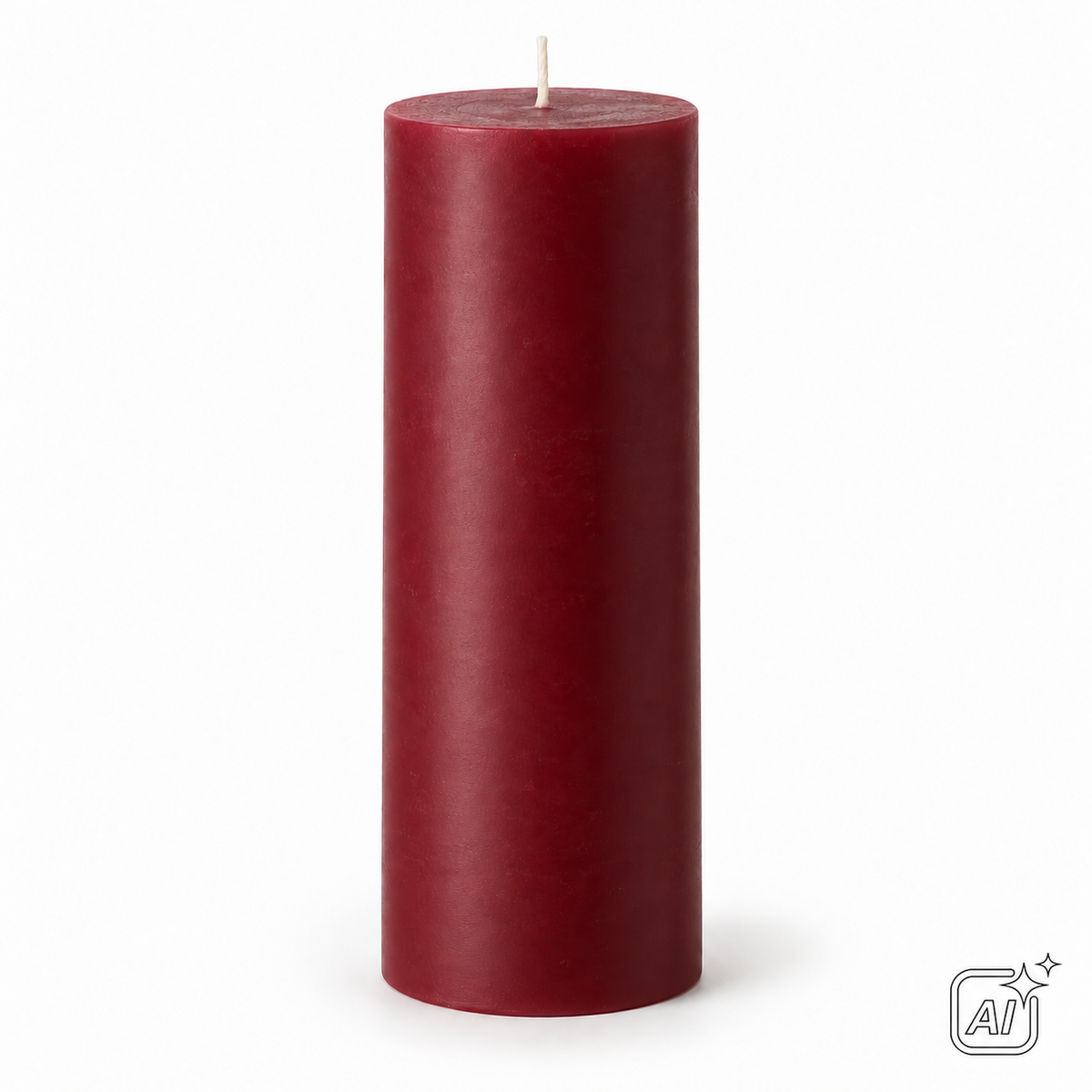 Stumpenkerze bordeaux/altrot, 200 × 70 mm, ca. 69 Stunden – KI-Darstellung
