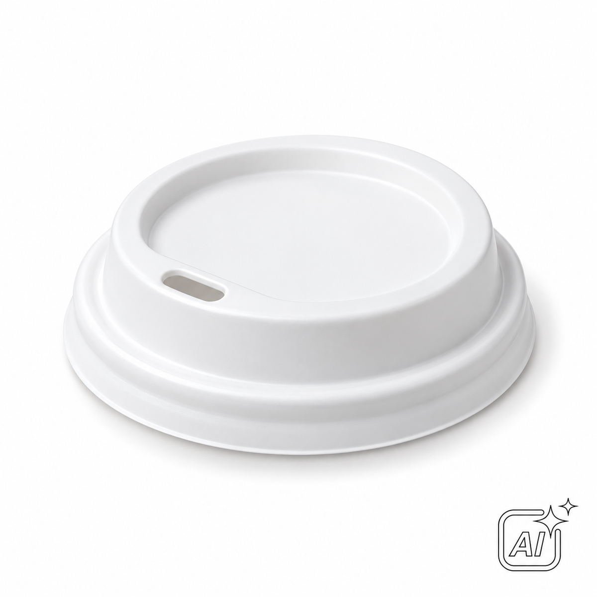 Deckel für Coffee To Go Becher 200 ml mit Offsetdruck – KI-Symbolbild, exemplarische Darstellung