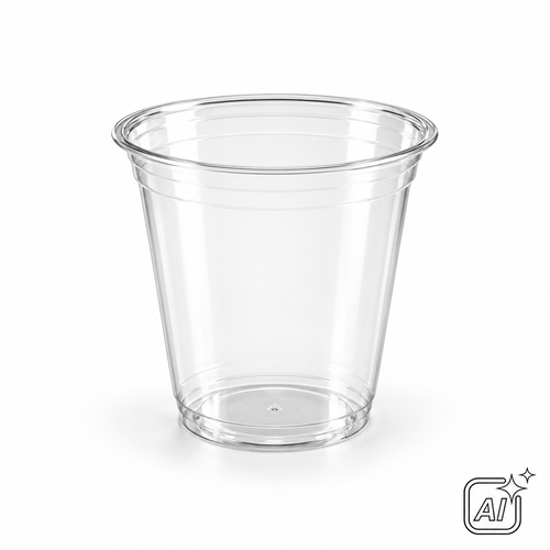 APET-Becher transparent, 200 ml – KI-Symbolbild, exemplarische Darstellung