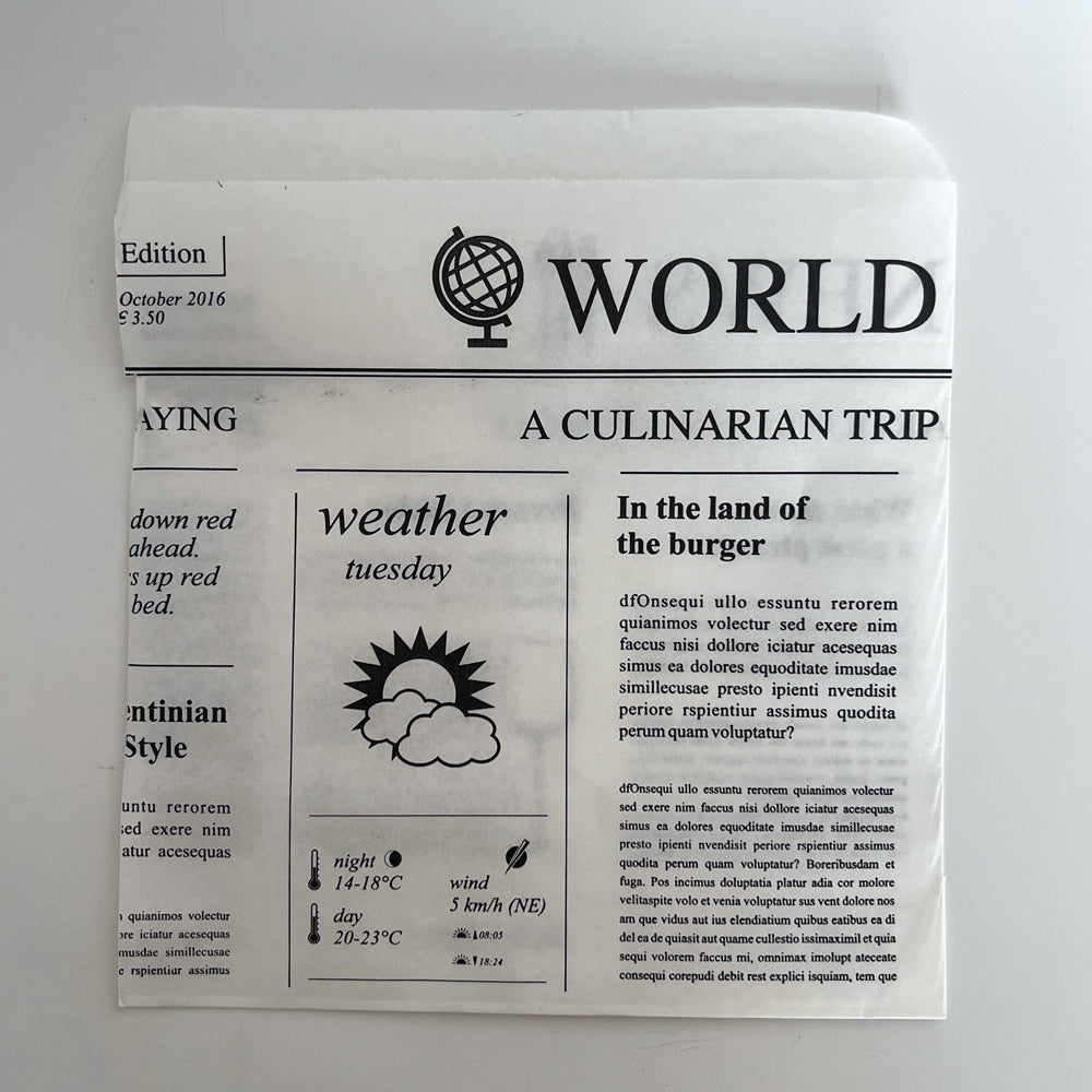Snackbeutel Newspaper 15 × 16 cm weiß perga – Original-IFF-Produktbild