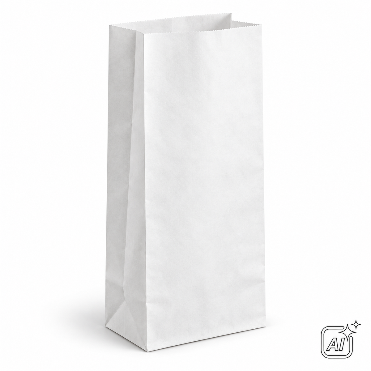 Bäckerbeutel weiß Kraft 16+6 × 36 (2,5 kg) – KI-Symbolbild, exemplarische Darstellung