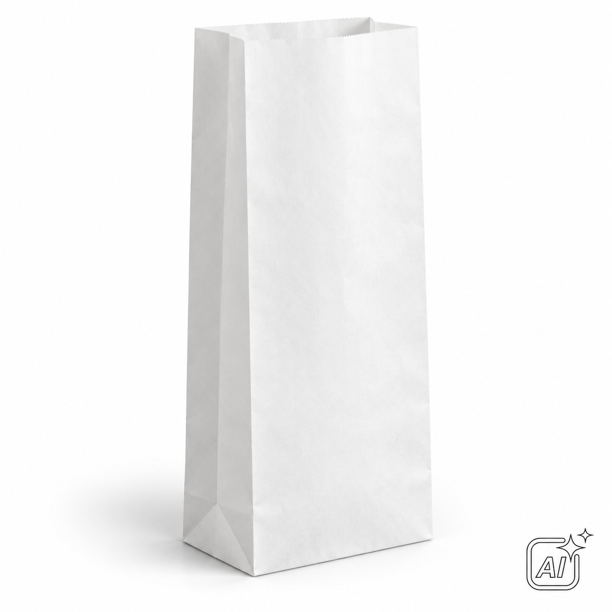 Bäckerbeutel weiß Kraft 20+7 × 48 (5 kg) – KI-Symbolbild, exemplarische Darstellung