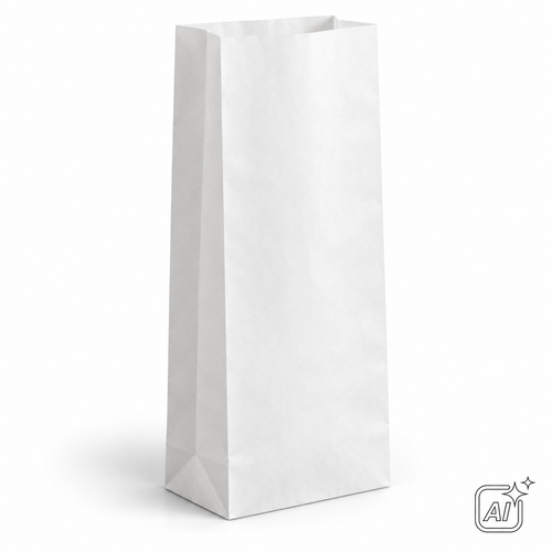 Bäckerbeutel weiß Kraft 20+7 × 48 (5 kg) – KI-Symbolbild, exemplarische Darstellung