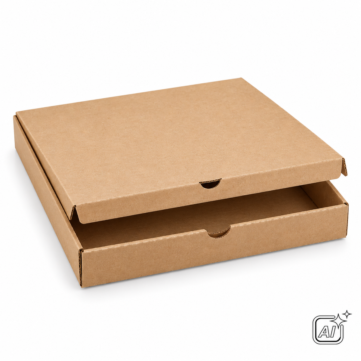Pizzakarton braun 28 × 28 × 4 cm ohne Druck – KI-Symbolbild, exemplarische Darstellung