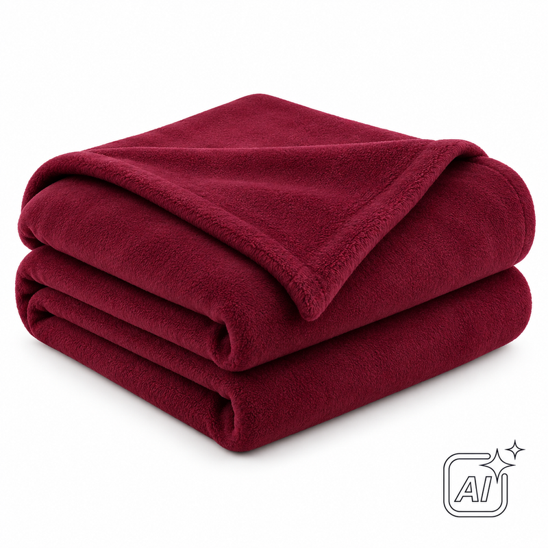 Fleecedecke burgundy, 130 × 170 cm – KI-Darstellung