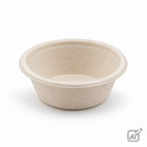 Bagasse-Portionsschälchen rund, 45–60 ml – KI-Darstellung