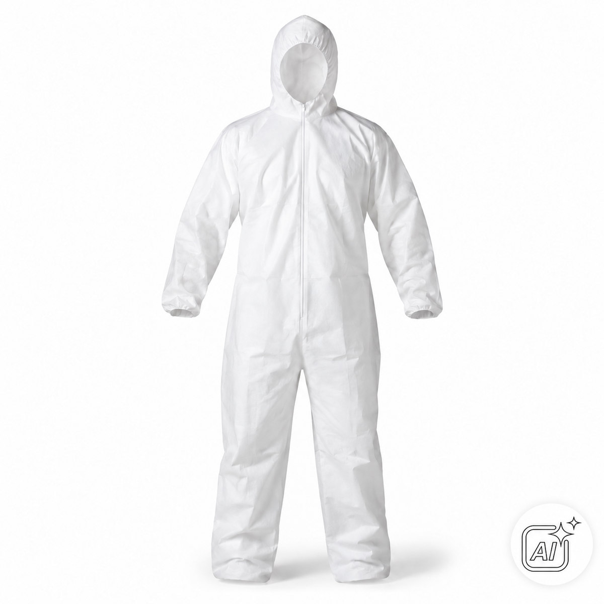 Schutzoverall 5/6 PP+PE weiß XL Langarm mit Kapuze