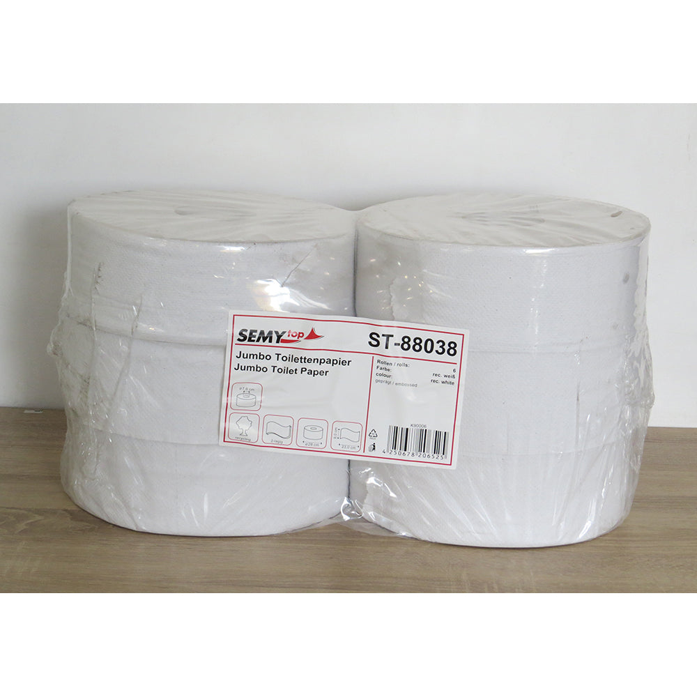 SEMYtop Jumbo-Toilettenpapier 2-lagig, Recycling weiß, Ø 28 cm