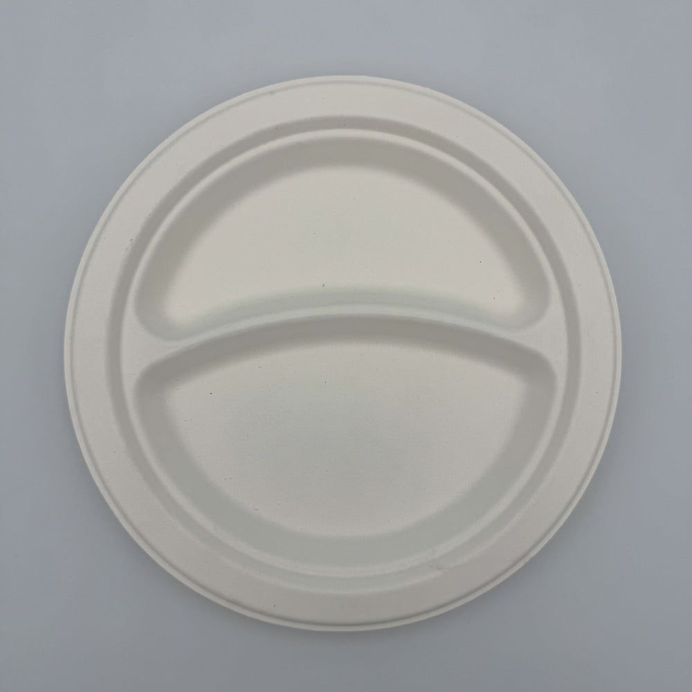 Bagasse-Menüteller rund, Ø 22,5 cm, 2-geteilt – Original-IFF