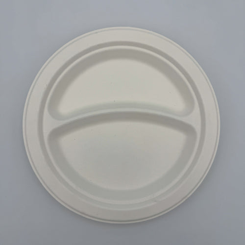 Bagasse-Menüteller rund, Ø 22,5 cm, 2-geteilt – Original-IFF