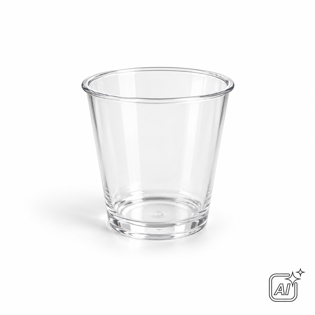 TRINKGLAS 0,02-0,04L KLAR PET 304 – KI-Symbolbild, exemplarische Darstellung