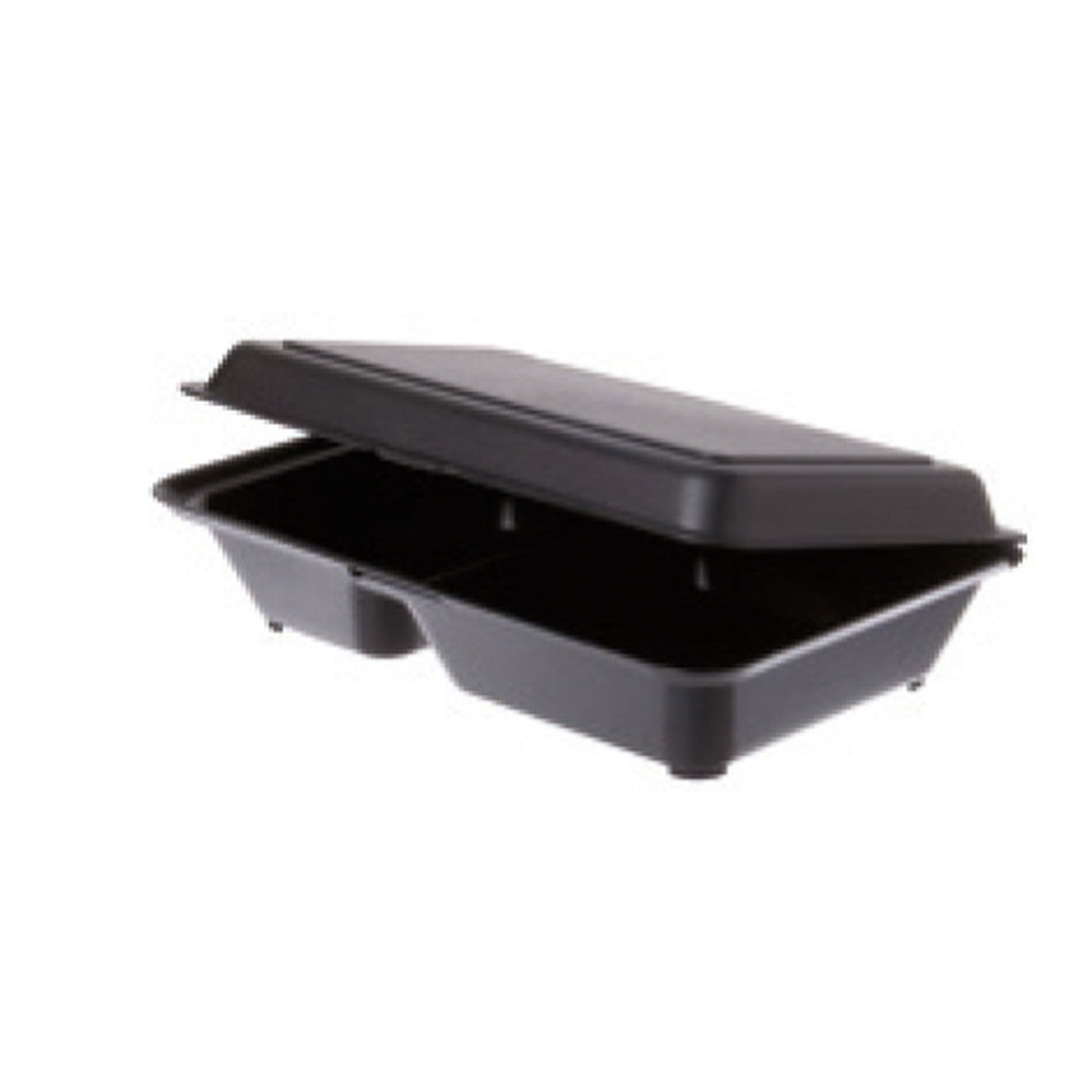Mehrweg-Menübox PP schwarz, 2-geteilt, 1.170 ml – Original-IFF
