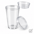 Mehrweg-Snackbecher ORGANIC transparent, 700 ml, mit Einsatz und Deckel – KI-Symbolbild, exemplarische Darstellung