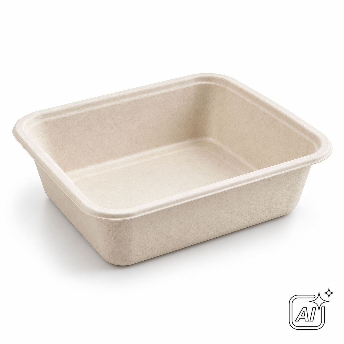 Menüschale Bagasse ungeteilt 230 × 210 × 80 mm – KI-Symbolbild, exemplarische Darstellung