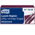 Tork Tissue-Servietten UNI violett 33x33 cm, 3-lagig, 1/4-Falz – Original-Tork-Packungsbild