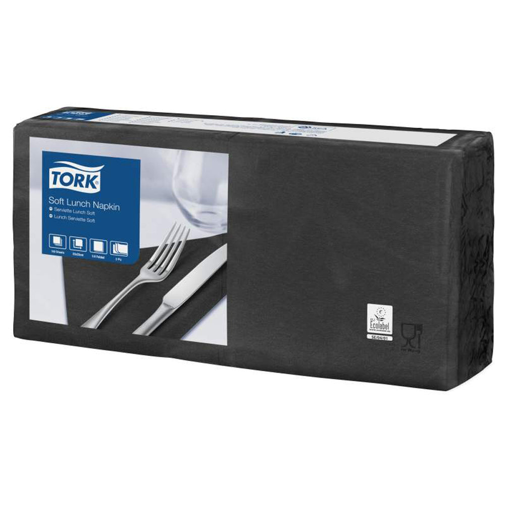 Tork Tissue-Servietten UNI schwarz 33x33 cm, 3-lagig, 1/4-Falz – IFF-Farbabbildung