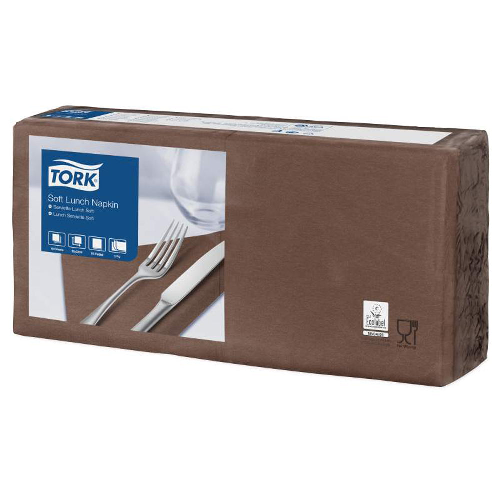 Tork Tissue-Servietten UNI braun 33x33 cm, 3-lagig, 1/4-Falz – IFF-Farbabbildung