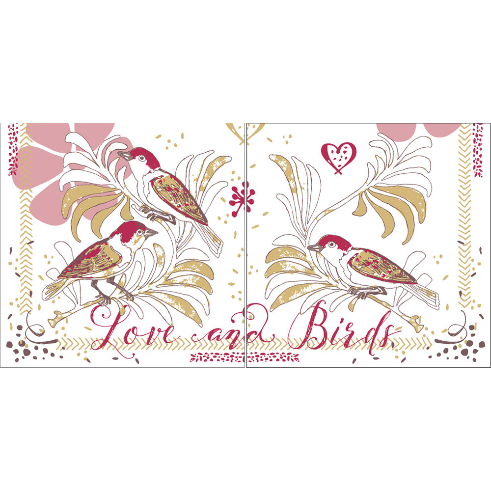 Mank Airlaid-Servietten LOVE & BIRDS 40 × 40 1/4-Falz – Original-IFF-Produktbild