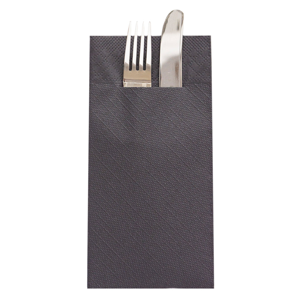 Pocket-Napkins Tissue-Deluxe schwarz, 40 × 40 cm, 4-lagig, 1/8-Falz – Original-IFF