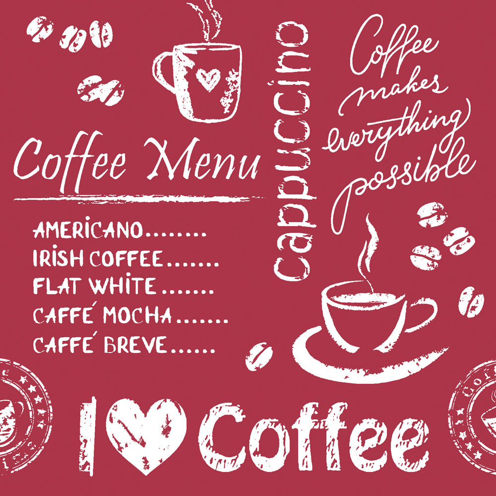 Untersetzer COFFEE TIME bordeaux, 90 × 90 mm, 9-lagig – Original-IFF