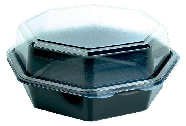 Duni Salatbox Octaview schwarz/transparent, 850 ml, mit Klappdeckel – Produktfoto Hersteller/Fachhandel