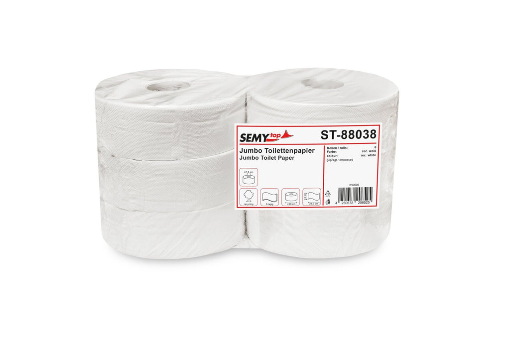 SEMYtop Jumbo-Toilettenpapier 2-lagig, Recycling weiß, Ø 28 cm