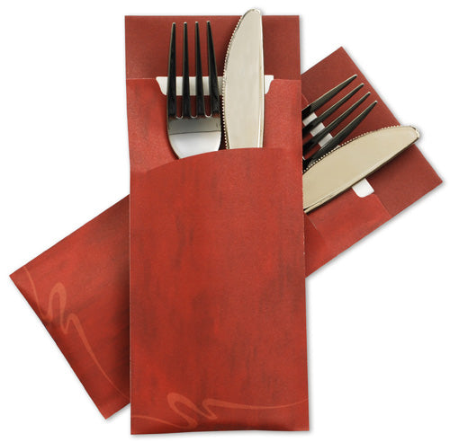Pochetto Bestecktaschen „Marble Burgundy“, 85 × 200 mm, mit Serviette – Original-Herstellerbild Hodi, Pochetto 005